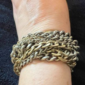 LOFT - Thick Gold and Silver Chain Bracelet with Magnet Closure